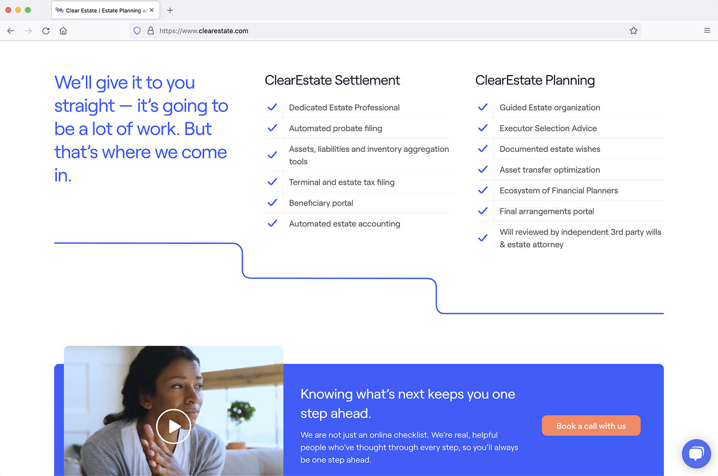 Clearestate website design screen 4