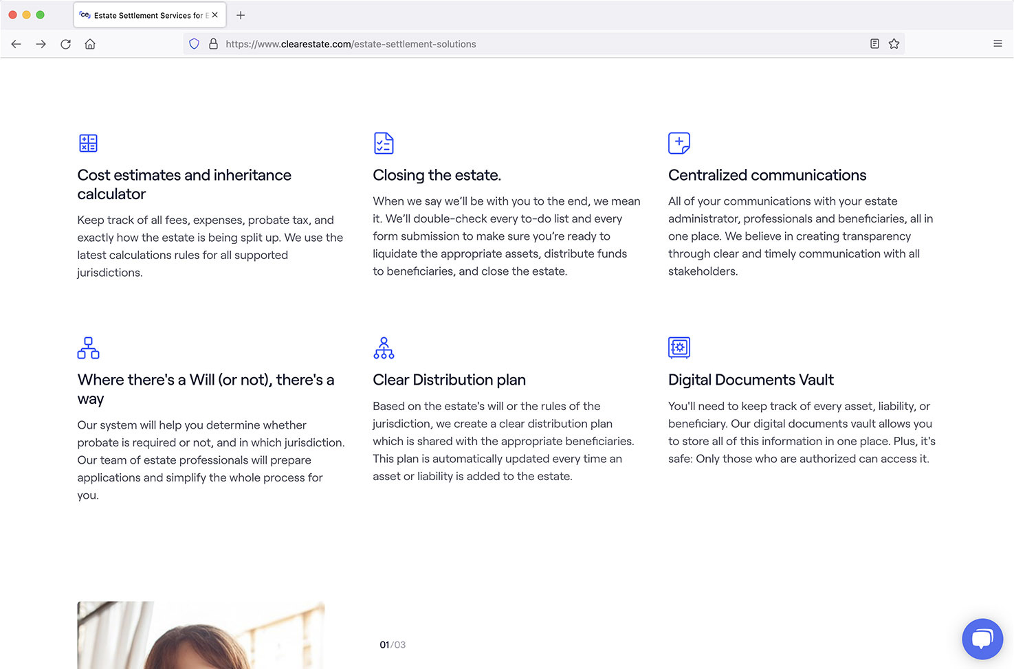 Clearestate website design screen 6