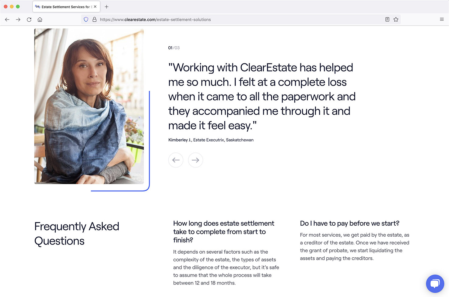 Clearestate website design screen 7