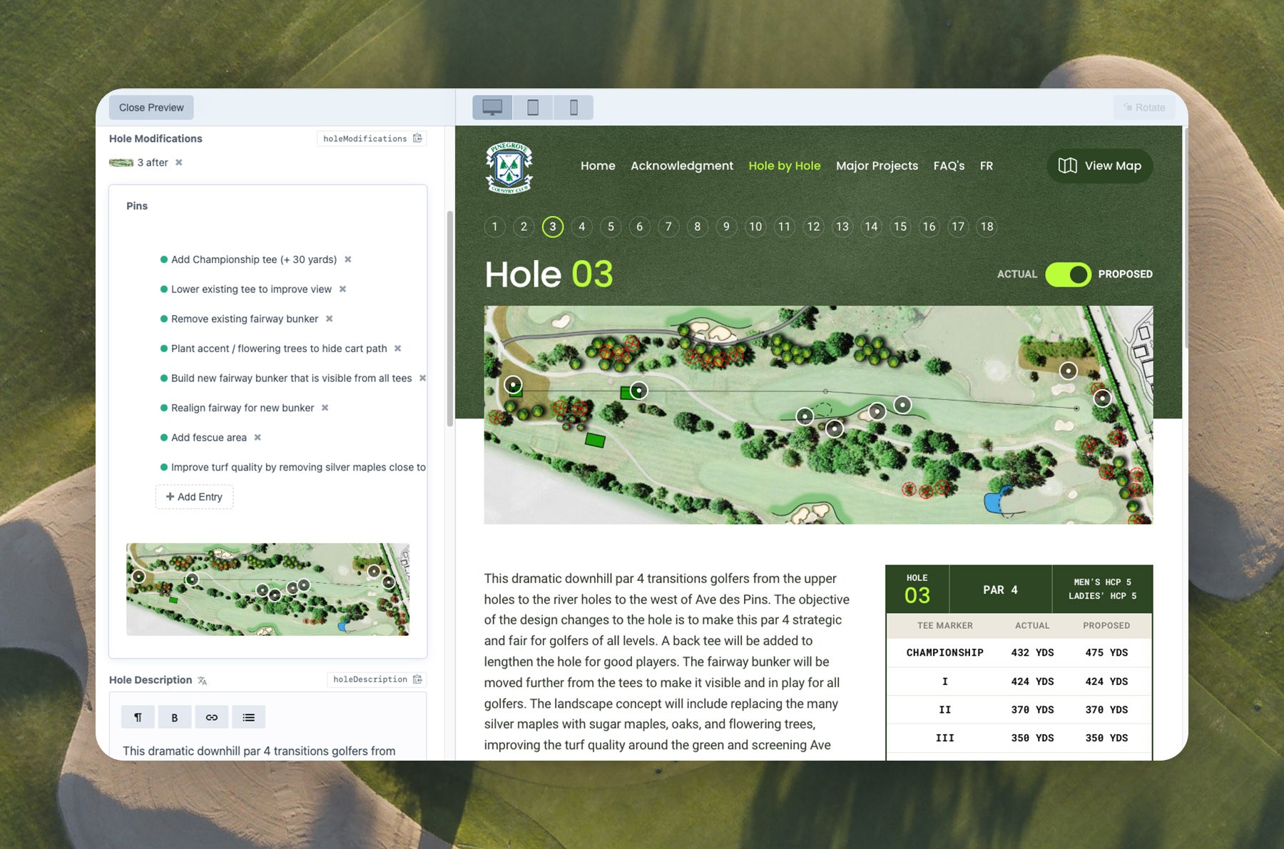 Craft CMS website design for a private golf course in Quebec Canada.