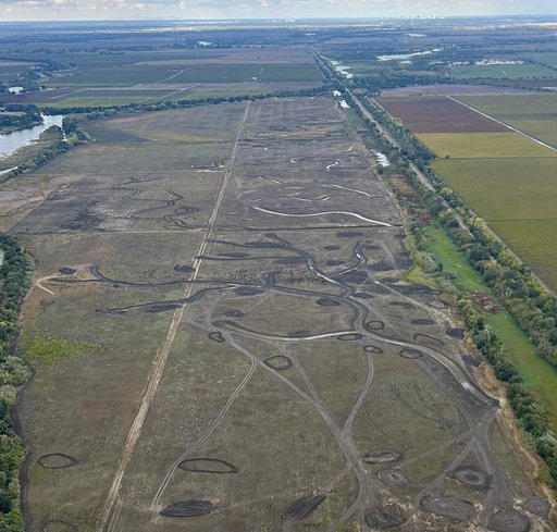 Aerial image of Zacharias Ranch Mitigation Bank after construction