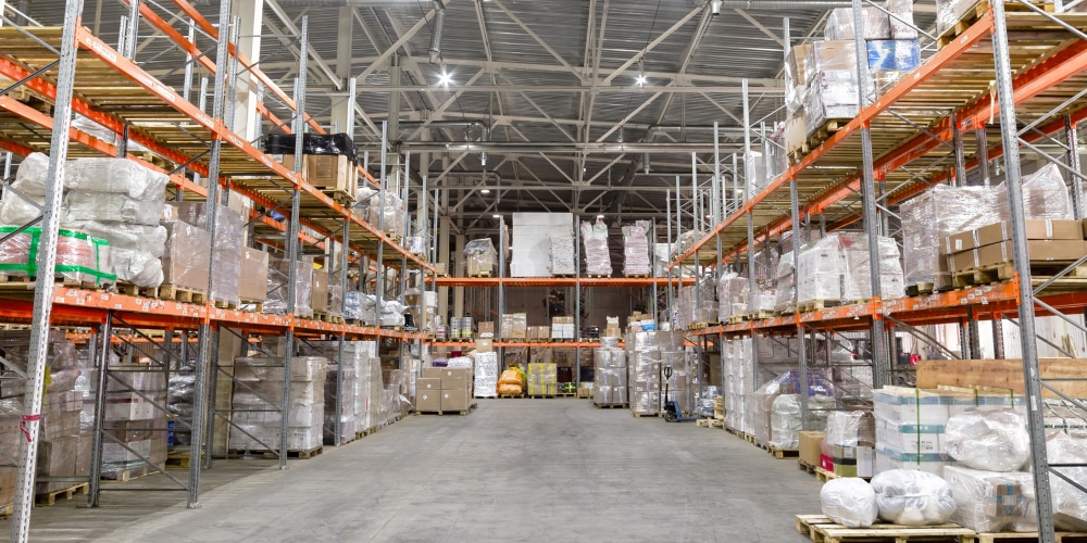 View of a clean warehouse facility where pest control measures are followed