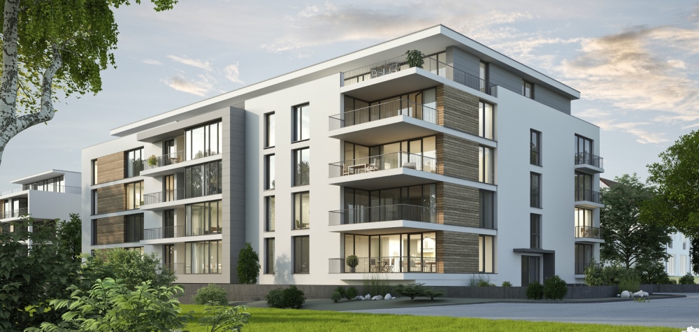 3d rendering of a modern apartment building