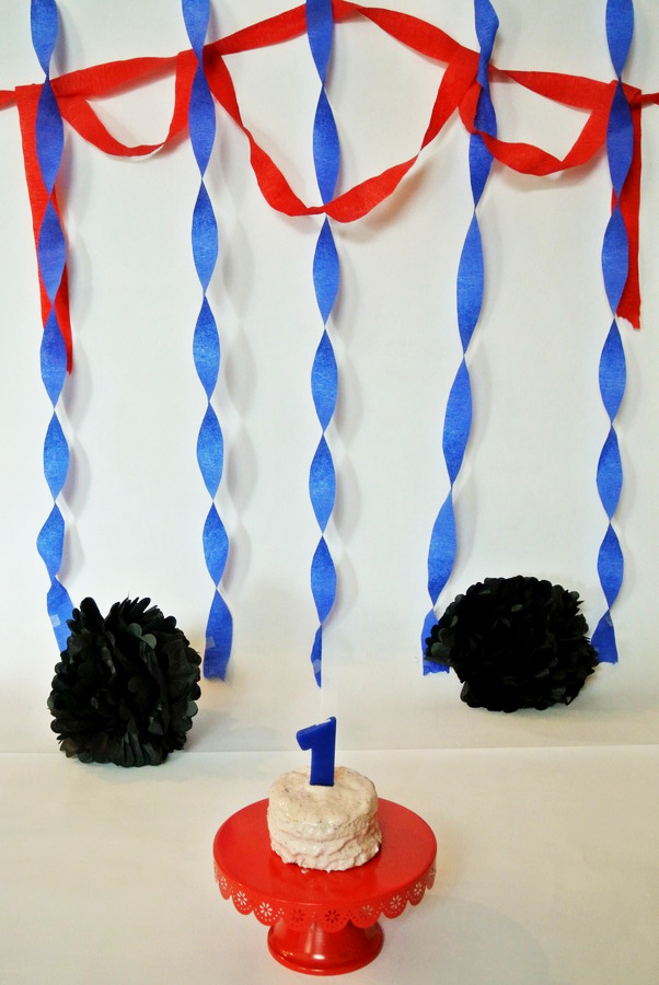 Smash Cake Setup adorable, first, baby, toddler, smash, cake, DIY, colorful, fun, personal, experience, simple, easy, birthday, cute, background, decorations, target, dollar, store, budget, stand, onesie, camera, mickey mouse, theme, photoshoot, photo session, streamers, pom poms, walmart, stress, first-time, parents, motherhood, milestone, memories, homemade, mini, small, number candle, nikon, personal, healthy, 2017, pinterest, pins, board, paper, creative, cheap, box, quality