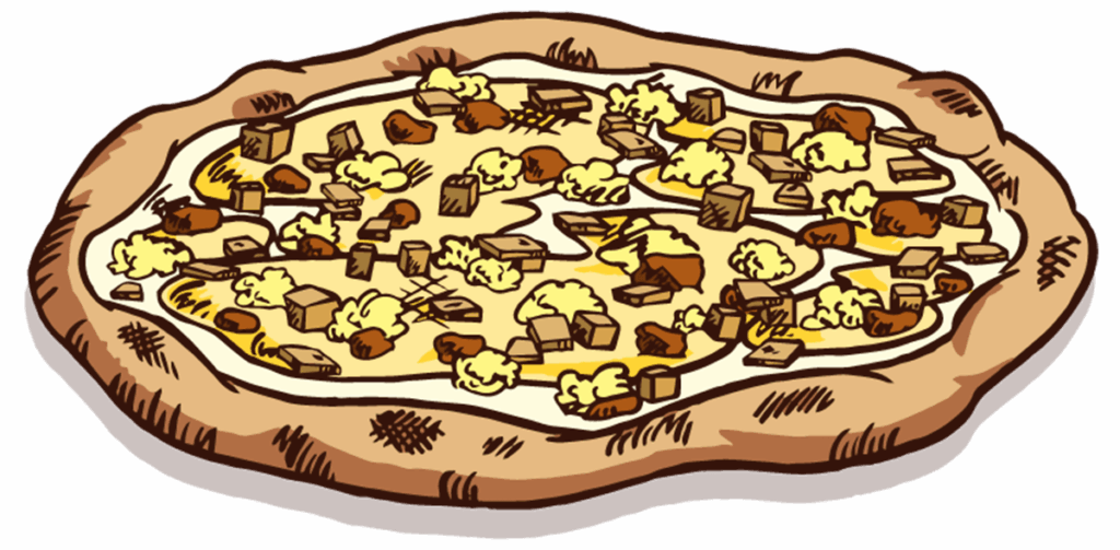 Drawing of a 12" breakfast pizza