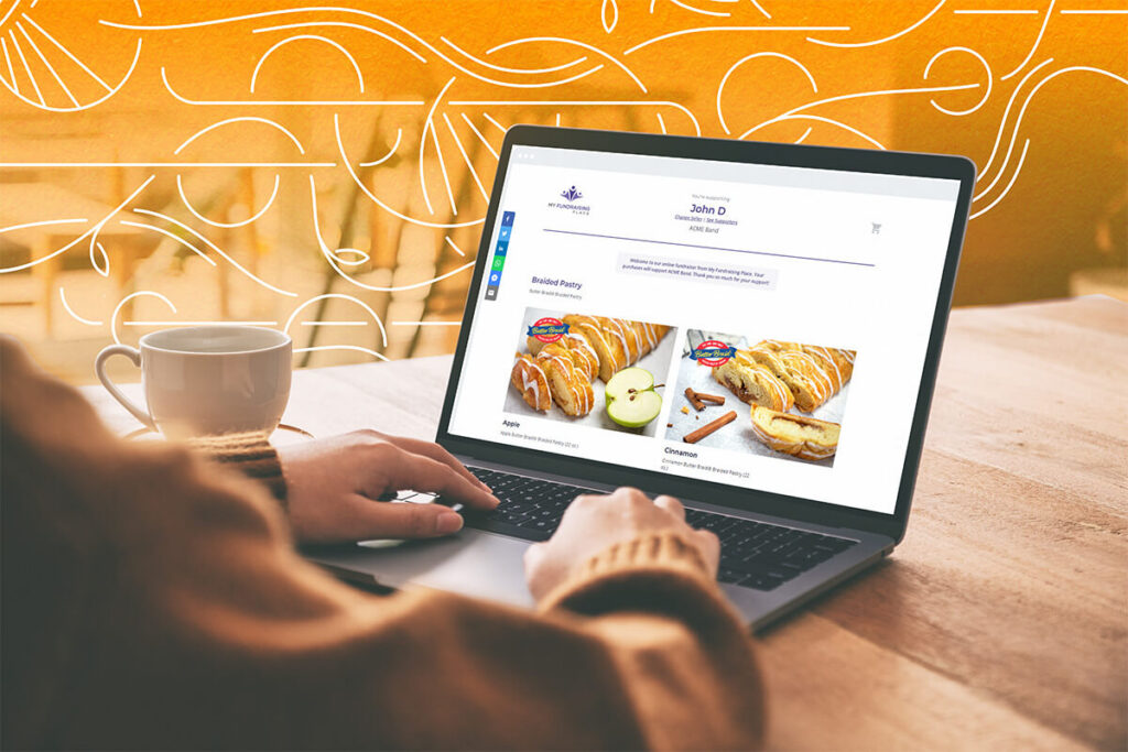 Person on their laptop looking at a Butter Braid Pastry fundraiser on the online store.