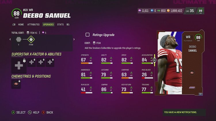 Deebo Samuel Madden 23 Rating Overview - Boardroom