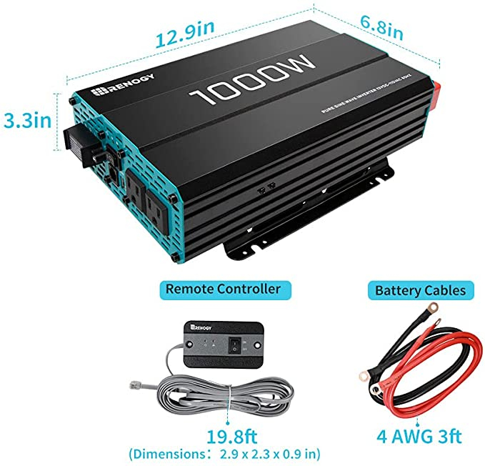 Renogy 1000W 12V Pure Sine Wave Inverter