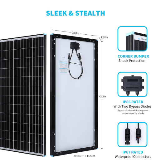 Renogy 100 Watt 12 Volt Monocrystalline Solar Panel