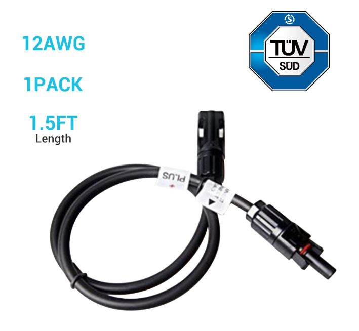 Renogy Solar Panel Extension Cable 1.5ft 12AWG (Single)