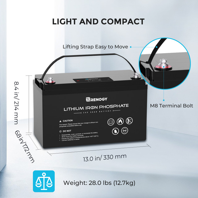 Renogy 24V 50Ah Lithium Iron Phosphate Battery