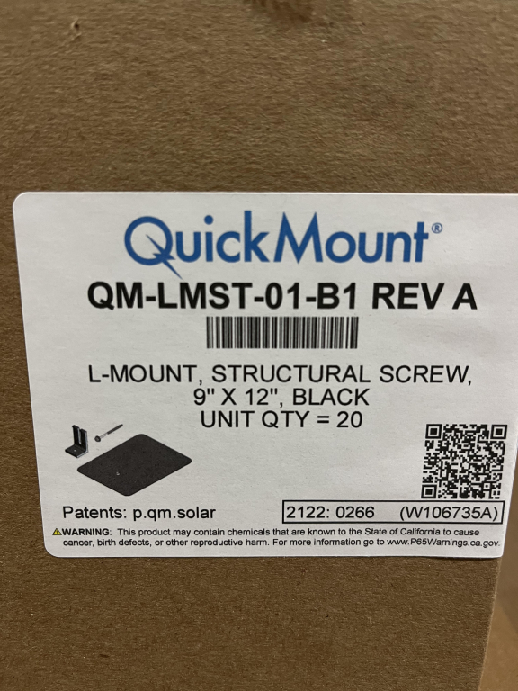 Quick Mount PV Flash Mount SS BLK 9 x 12 In