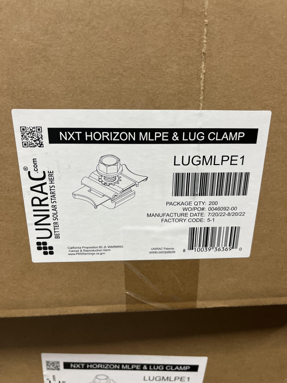 Unirac NXT Horizon MLPE & Lug Clamp