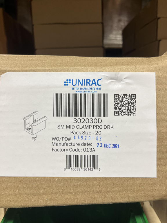 Unirac SolarMount Dark Mid-Clamp