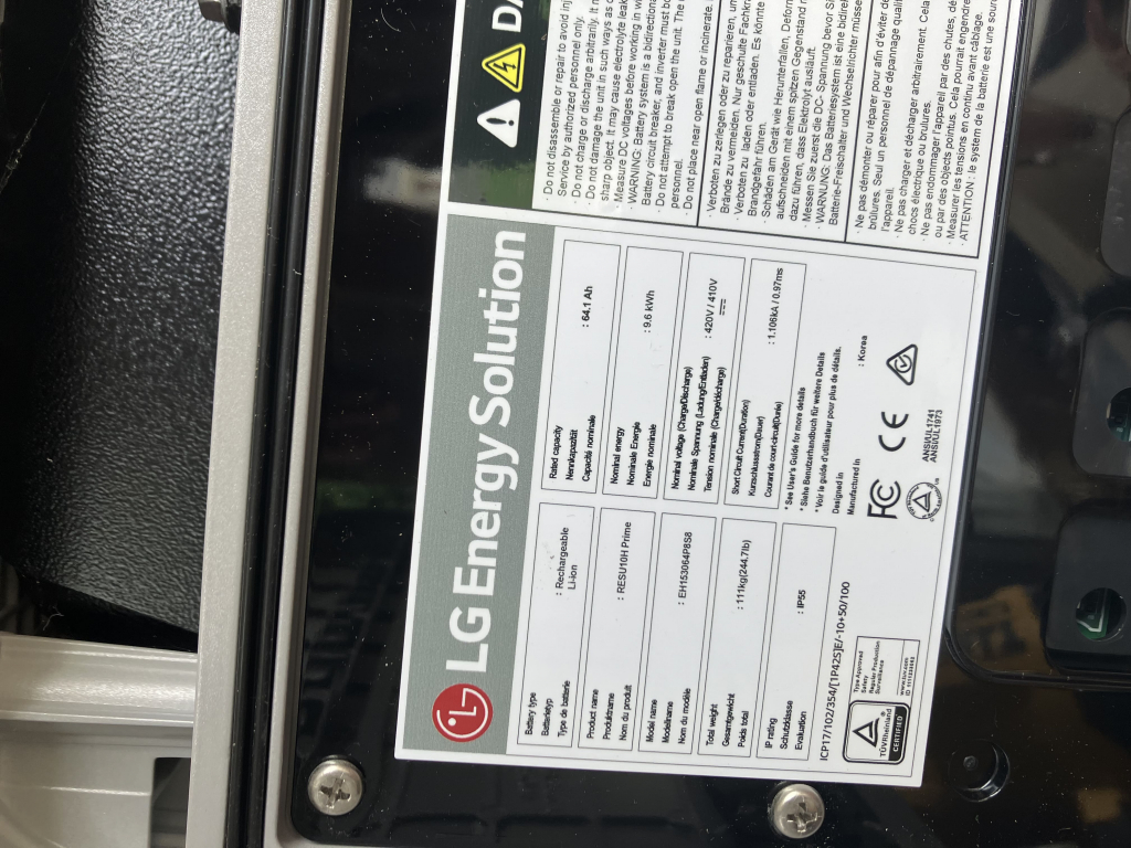 LG 9.6kWh 64.1Ah 410V Lithium Battery Pack