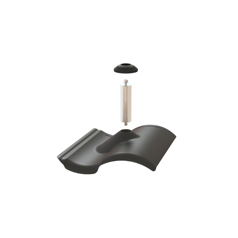 Pegasus Solar S-Tile Flashing w/ Post & EPDM Boot - Black