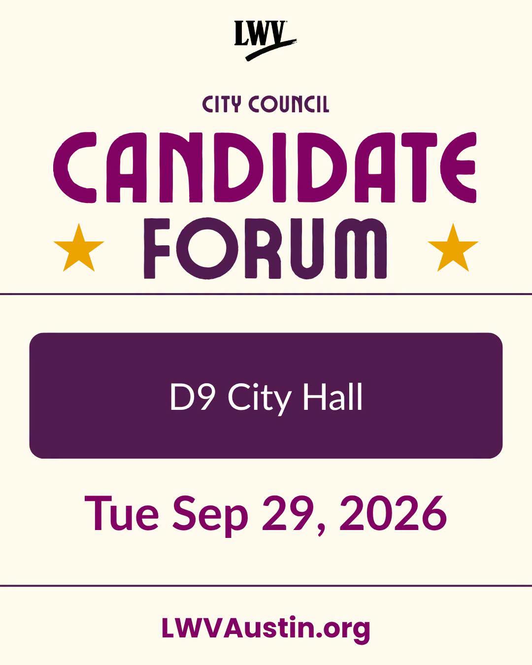 District 9 - LWV Candidate Forum