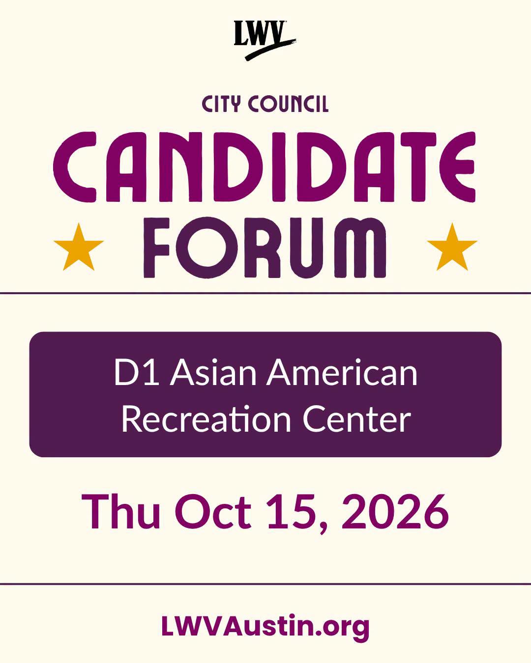 District 1 - LWV Candidate Forum