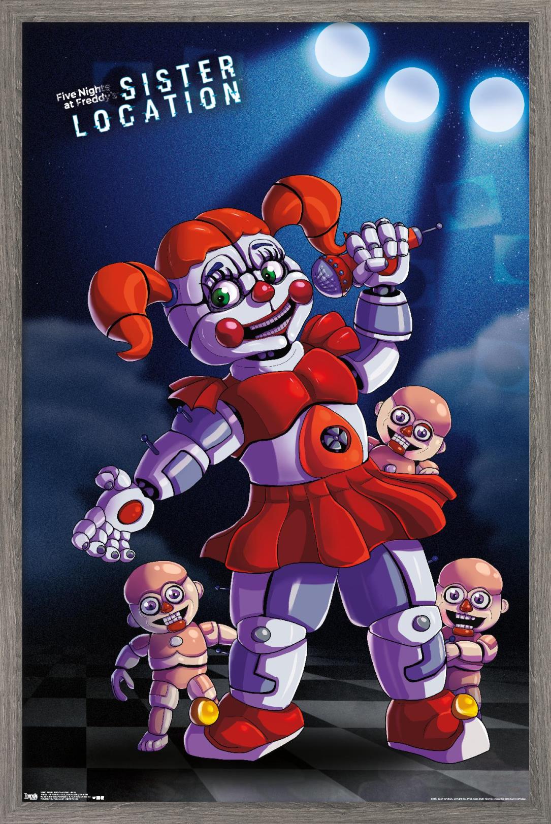 Trends International Five Nights At Freddy's - Baby Wall Poster 12x12", Gallery Pops Framed Art, Black Frame