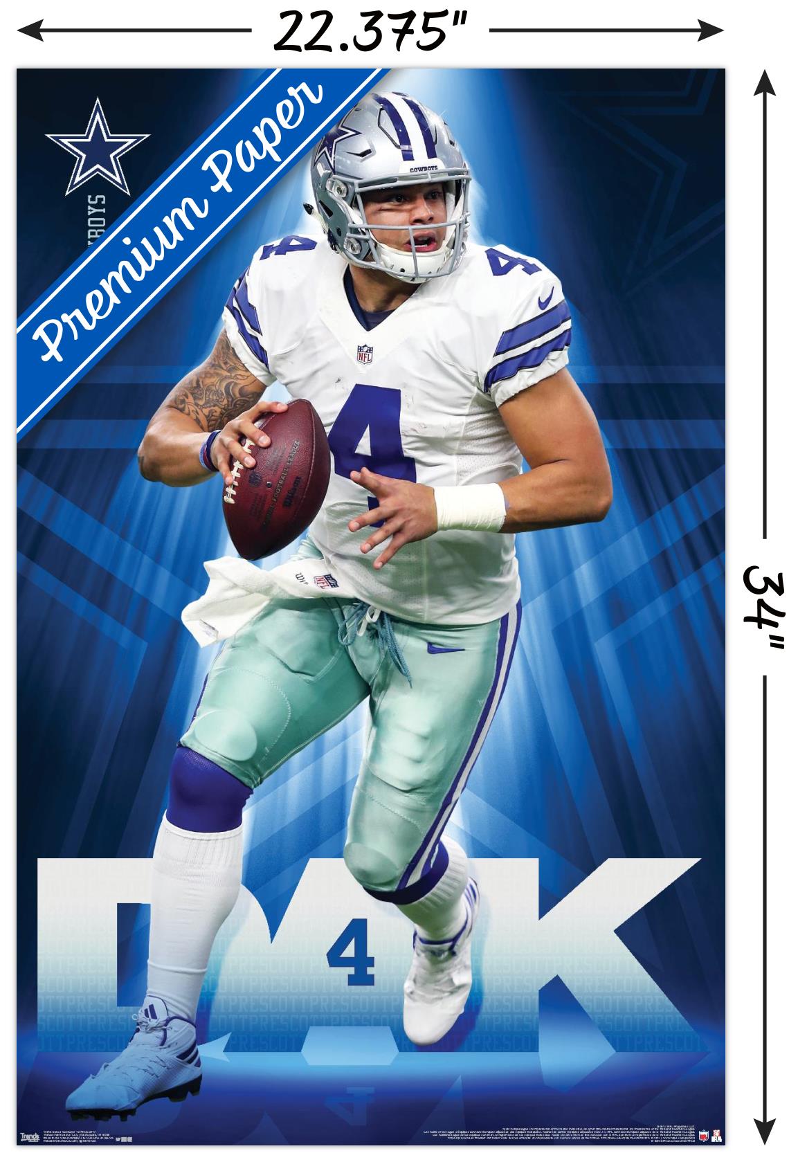 NFL Dallas Cowboys - Dak Prescott 17 - Poster - Foto 3 di 4