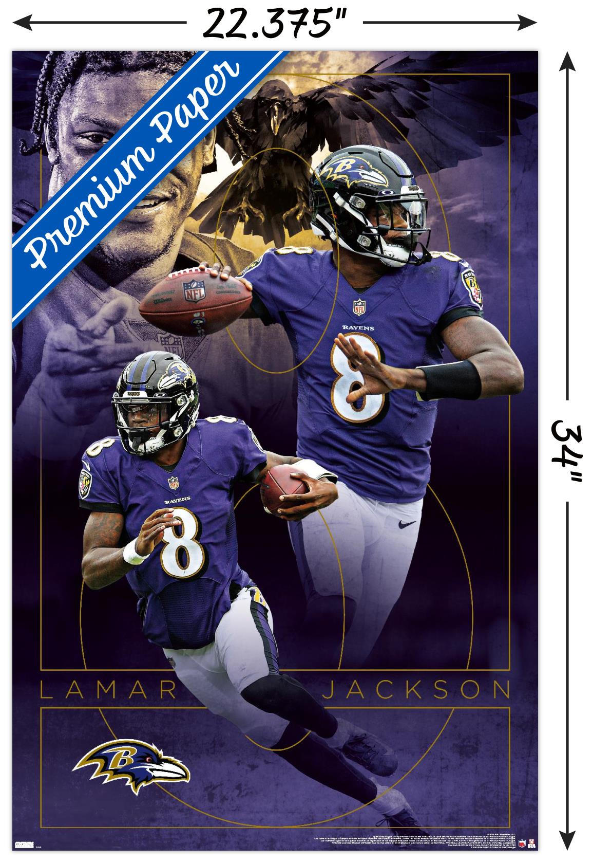 NFL Baltimore Ravens - Lamar Jackson 20 - Poster - Foto 3 di 4