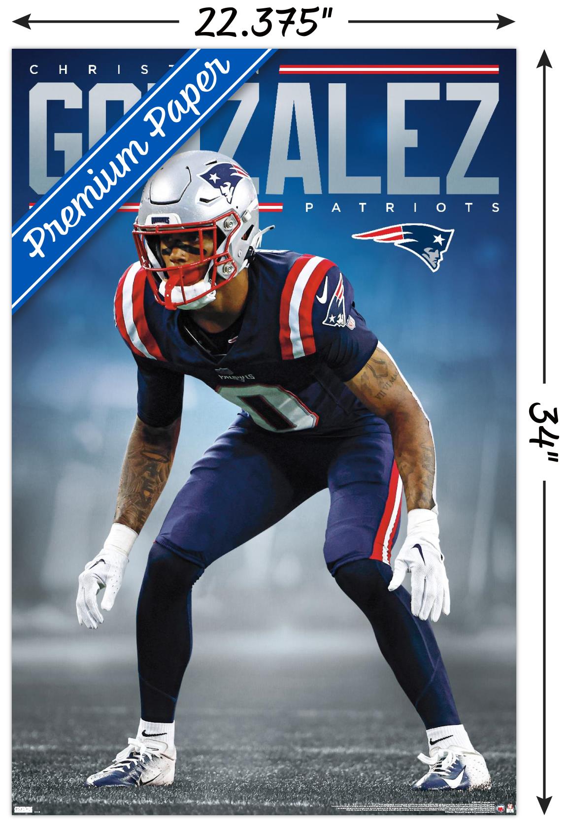 NFL New England Patriots - Christian Gonzalez 24 - Poster - Bild 3 von 4