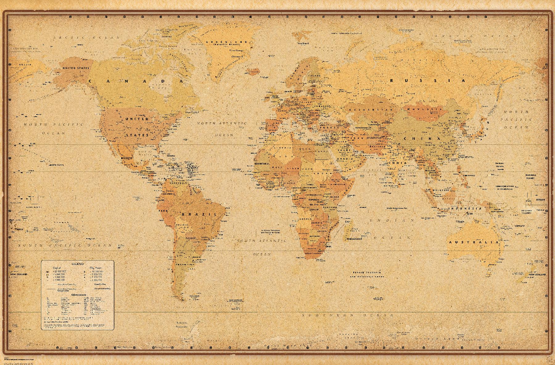Antique World Map 2024 - Poster - Picture 1 of 4