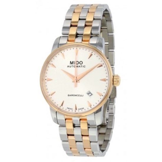 Picture of Mido Baroncelli II Auto Two-Tone Watch with Silver Dial