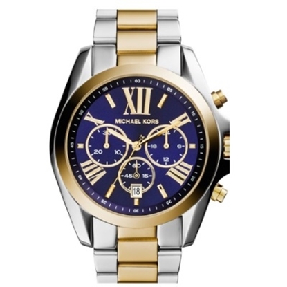 Two-Tone Chrono Watch with Blue Dial
