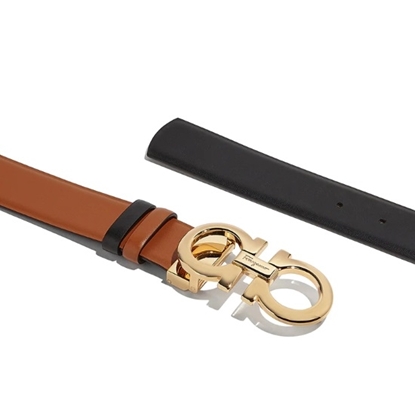 Picture of Salvatore Ferragamo Gancini Belt - Sella/Gold