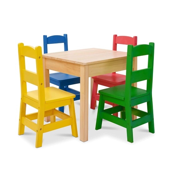 melissa & doug wooden table and 2 chairs set