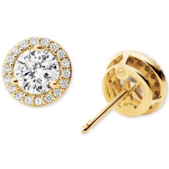 Picture of Michael Kors Round Stud Sterling Silver Gold-Tone Earrings