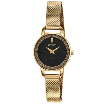 Picture of Citizen Ladies' Quartz Gold-Tone Watch with Black Dial
