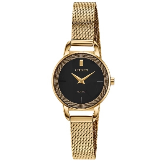 Picture of Citizen Ladies' Quartz Gold-Tone Watch with Black Dial
