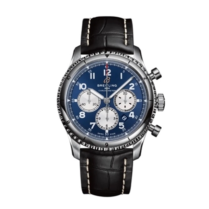 Picture of Breitling Aviator 8 B01 Chrono 43 with Black Strap & Blue Dial