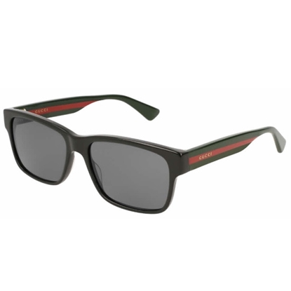 Picture of Gucci Logo Acetate Wayfarer Sunglasses - Black/Green/Red