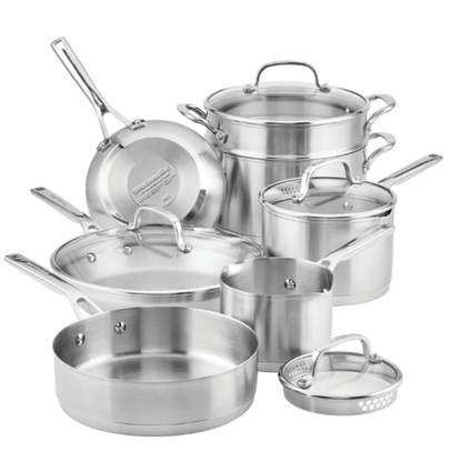 Picture of KitchenAid Stainless Steel 3-Ply 11-Piece Cookware Set