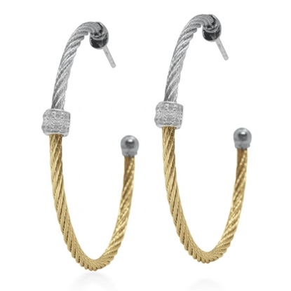 Picture of ALOR Grey & Yellow Colorblock Hoop Earrings