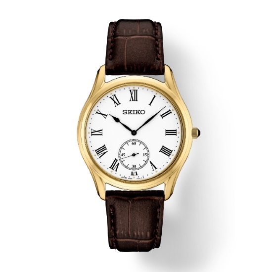 Picture of Seiko Essentials Watch with White Dial & Brown Strap