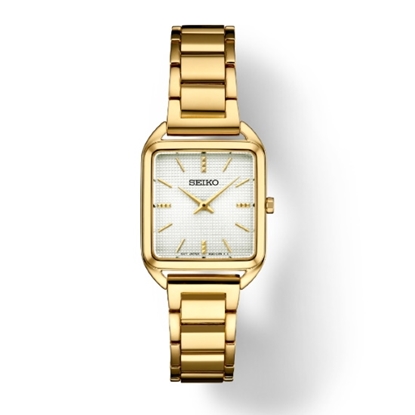 Picture of Seiko Essentials Gold-Tone Watch with Square White Dial