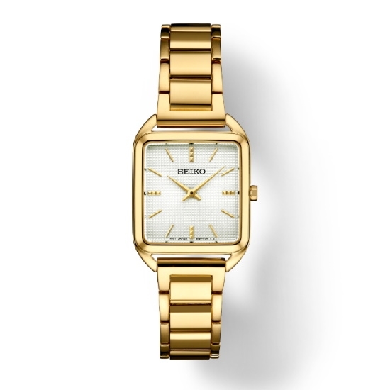 Picture of Seiko Essentials Gold-Tone Watch with Square White Dial