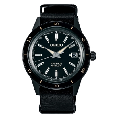 Picture of Seiko Presage All Black Watch with Leather Strap