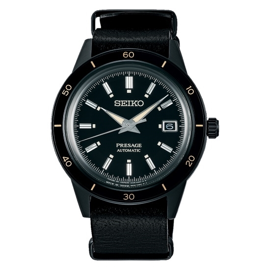 Picture of Seiko Presage All Black Watch with Leather Strap