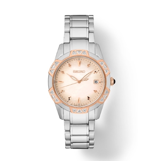 Picture of Seiko Diamonds Two-Tone Watch with Mother-of-Pearl Dial