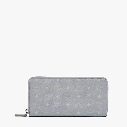 Picture of MCM Aren Visetos Zip Around Large Wallet - Misty Gray