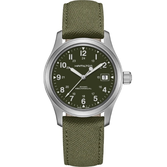Picture of Hamilton Khaki Field Mechanical Watch with Green Canvas Strap