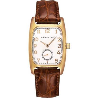Picture of Hamilton Large Boulton Watch- White/Gold Dial with Brown Strap