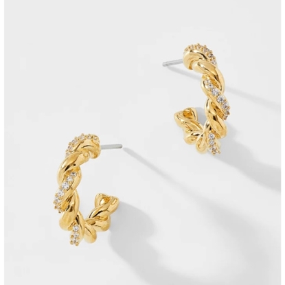 Picture of Nadri Brunch Twisted Pave Hoop Earrings - Gold