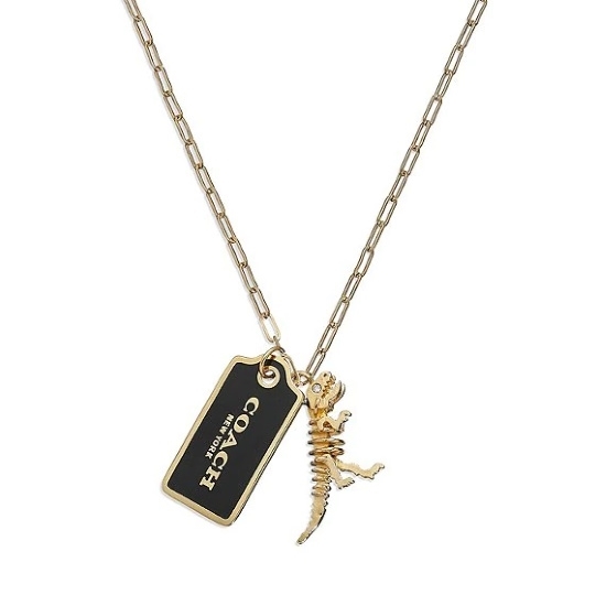 Picture of Coach Handtag Pendant Necklace - Black/Gold