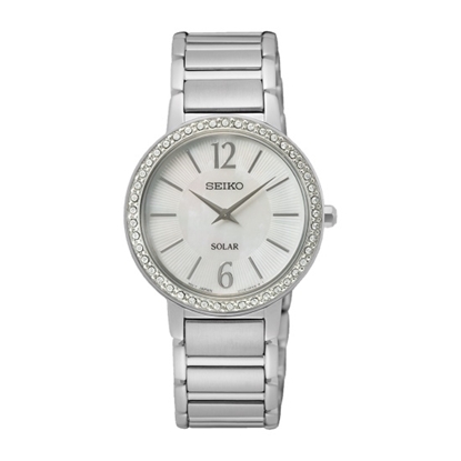 Picture of Seiko Crystals Stainless Steel Solar Watch with MOP Dial